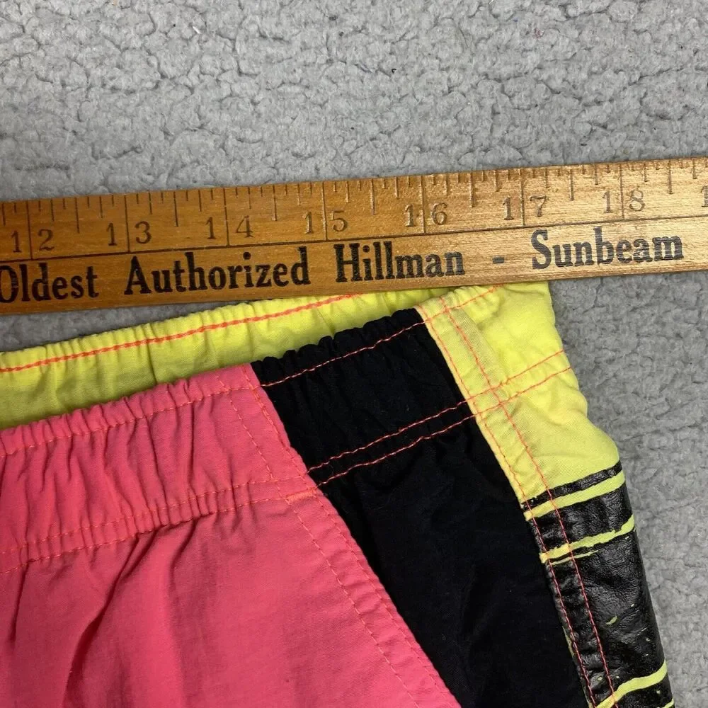 Ocean Pacific Men's Bathing Suit Swim Trunks One‎ Planet Pink Neon L 90s  Nylon